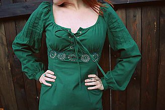 Šaty - šaty s hačkovaným detailom -zelené - 6454620_
