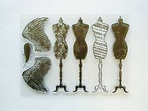 Nástroje - Silikónové razítka, pečiatky - 15x20 cm - krídla, figurína, šitie - 6456678_