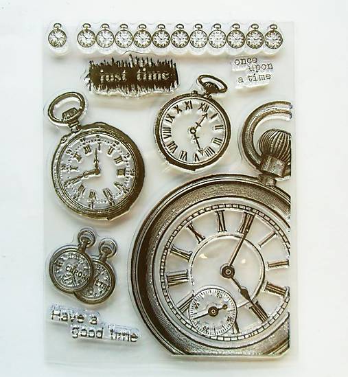 Silikónové razítka, pečiatky - 15x20 cm - hodiny, čas, time, clock