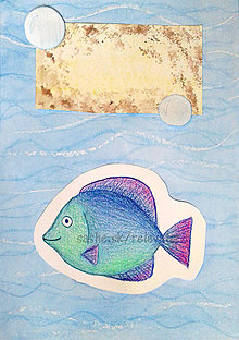Papiernictvo - Výpredaj - maľovaná a kreslená pohľadnica (Ryba) - 6460586_