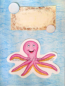 Papiernictvo - Výpredaj - maľovaná a kreslená pohľadnica (Chobotnica) - 6460610_