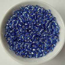 Korálky - Rokajl 3mm pravidelný s prieť-10g (modrá) - 6467425_