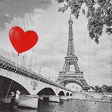 Papier - servítka Paríž so srdiečkom - City of love - 6466377_
