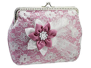 Taštičky - Čipková kabelka růžovo biela  001 - 6473222_