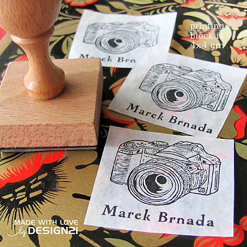 Materiál ručne robený - Fotoaparát: pečiatka 4x4 cm - 6473205_