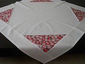 Úžitkový textil - Obrus - Ružové tulipány s bielou paspulkou - 6485795_