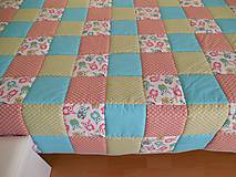 Úžitkový textil - Prehoz, vankúš patchwork tyrkysová / sovička ( rôzne varianty veľkostí ) - 6491983_
