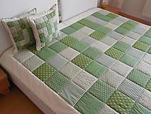 Úžitkový textil - Prehoz, vankúš patchwork vzor olivovo zelený ( rôzne varianty veľkostí ) - 6493642_