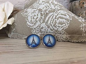 Náušnice - Paríž v modrom - chirurgická oceľ - 6492717_