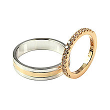 Prstene - Zirkónové obrúčky z kombinovaného zlata - 6501260_