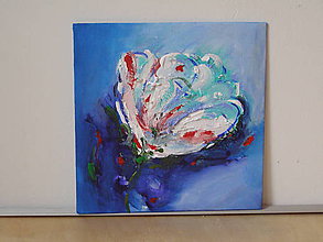 Obrazy - Biely kvet - v modrom - 6507489_