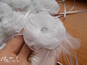 Náramky - svadobné náramky v bielom s perím - 6504966_
