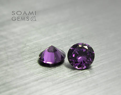 Minerály - Zirkón kubický VVS ametyst trblietavý 3mm okrúhly - 6505101_