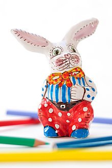 Dekorácie - Veľkonočný keramický zajačik - 6509999_