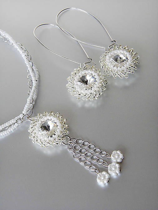 Sady šperkov - Set náhrdelníka a náušníc so Swarovski Crystal Rivoli krištáľom - 6516536_