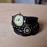 Náramky - ČERNÉ ELEGANTNÍ HODINKY, omotávací hodinky - 6521939_