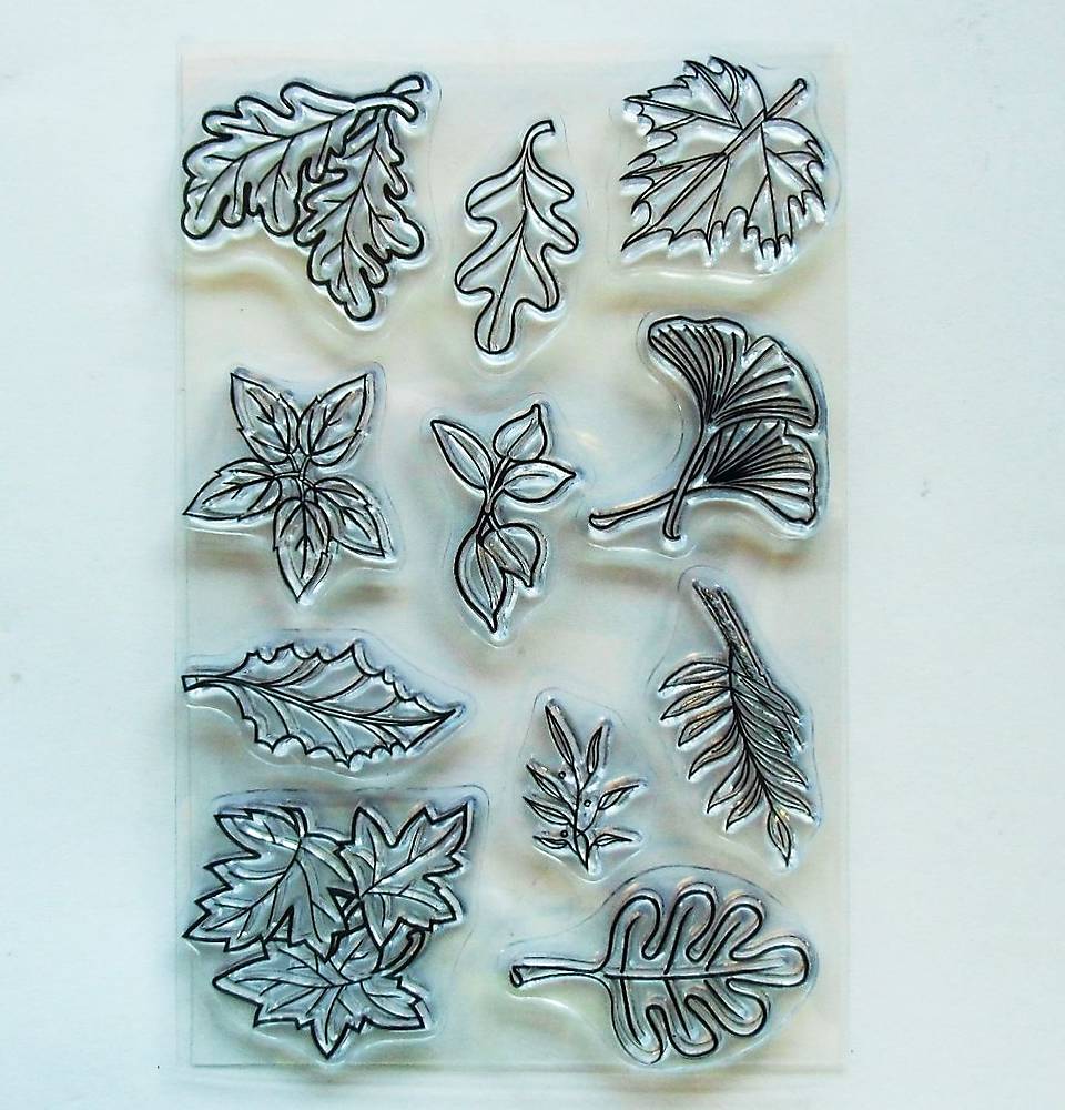 Silikónové razítka, pečiatky - 10x15 cm - list, listy, dub, buk, ginkgo