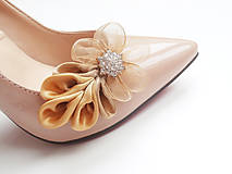 Ponožky, pančuchy, obuv - Zlaté klipy na topánky so štrasom - 6519243_