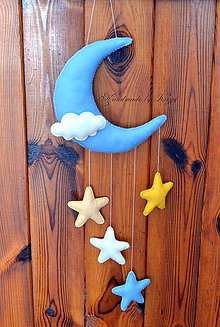Hračky - Závesná dekorácia mesiac s hviezdami On - 6533213_