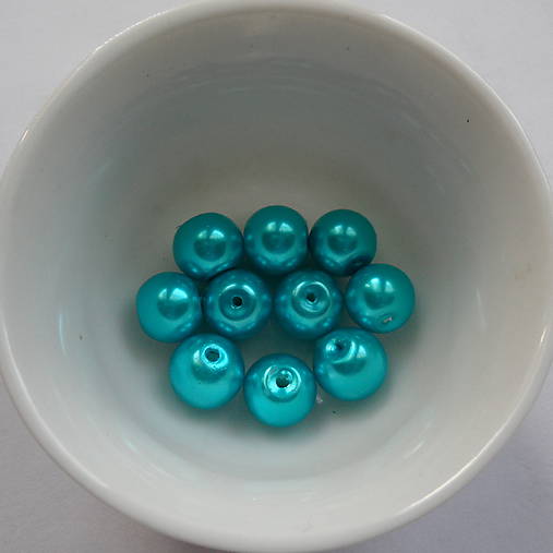 Voskované perly 8mm-10ks (modrý tyrkys)