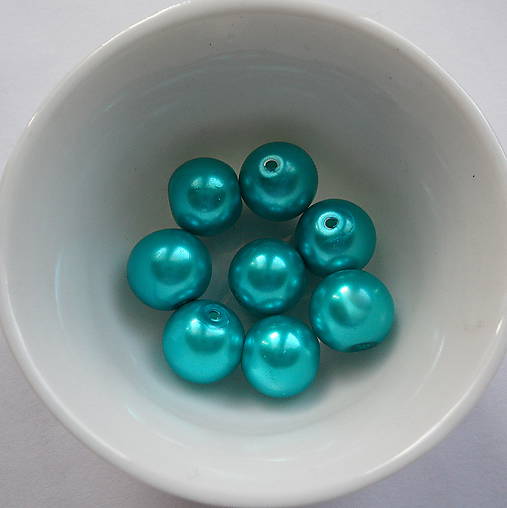 Voskované perly 10mm-8ks (tyrkys)