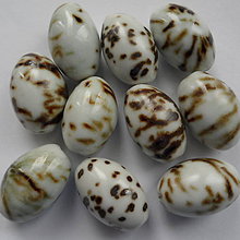 Korálky - Porcelánová oliva 15x25mm-1ks (biela) - 6538301_