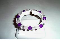 Náramky - divoká fialka náramok z ruženínu, kryštálu a jadeitu - 6536594_