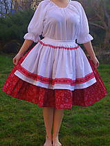 Sukne - červená sukňa s fertuchou - 6543159_