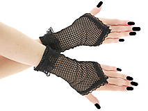 Gothic rukavičky z čiernej sieťoviny a čipky 0530