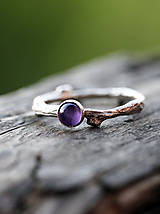 Prstene - Vetvičkový prsteň strieborný s ametystom alebo... - 6547607_