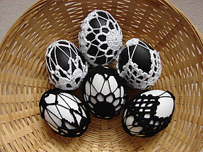 Dekorácie - veľkonočné vajíčka čiernobiele - 6567085_