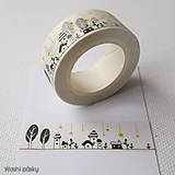 Papier - papierová washi páska Nočné domčeky - 6567983_