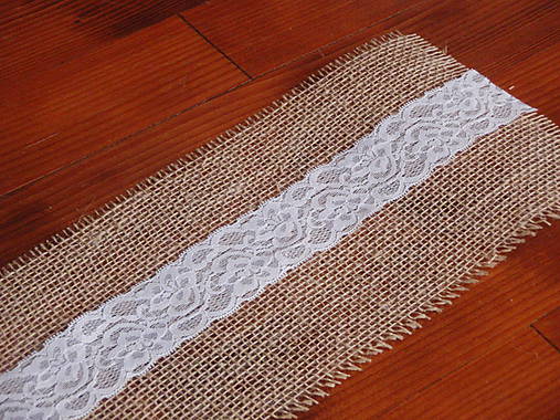 Úžitkový textil - Jutová šerpa šírka 18cm s čipkou - 6569396_