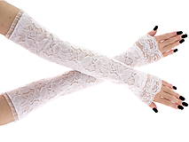 Rukavice - Svadobné čipkové bielé rukavičky 16PL - 6578788_