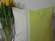 Úžitkový textil - Vankúš so širokou krajkou olivovo biely - 6576767_