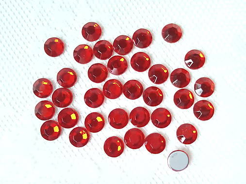  - Nalepovacie akrylové kamienky - guľaté 10mm červené - 6576679_