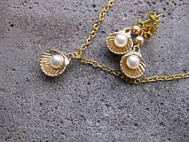 Sady šperkov - Zlatá mušľa s perlou č.449 - 6576995_