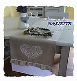 Úžitkový textil - Lněný stolní běhoun...oblíbená srdíčka156x42cm - 6580217_