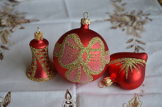Dekorácie - Červená matná sada na vianočný stromček - 6582671_