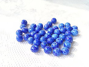 Korálky - Modré sklenené korálky s keramickým povrchom - 6583568_