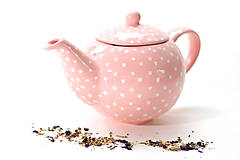 Nádoby - Ružový čajník s bodkami - 6586978_