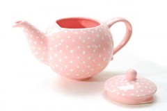 Nádoby - Ružový čajník s bodkami - 6587010_