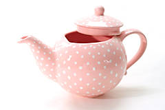 Nádoby - Ružový čajník s bodkami - 6587011_