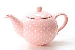 Nádoby - Ružový čajník s bodkami - 6587012_