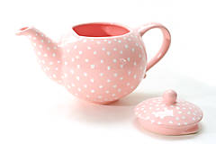Nádoby - Ružový čajník s bodkami - 6587013_
