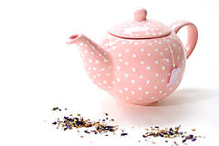 Nádoby - Ružový čajník s bodkami - 6587014_