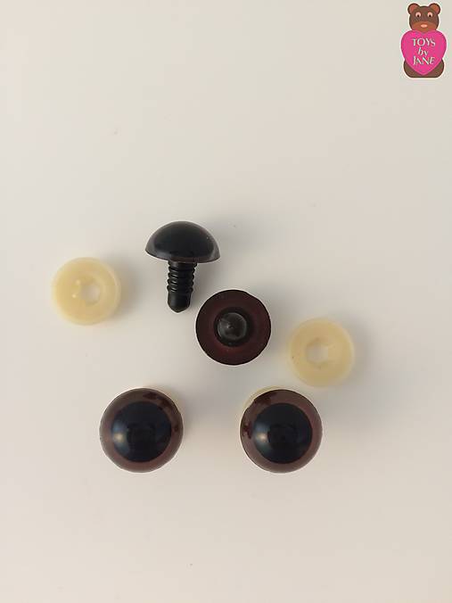 Komponenty - Bezpečnostné oči (pár)- hnedé 16mm - 6591458_