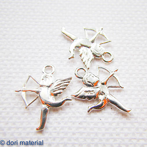Komponenty - strieborný amorko Ag 925; 14 x 12 x 1 mm - 6591895_