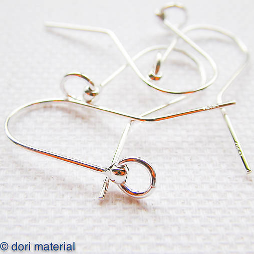 Komponenty - strieborné afroháčiky s očkom Ag 925; 26 x 10 mm; pár - 6591911_