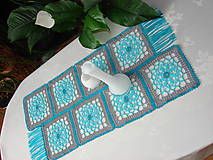 Úžitkový textil - háčkovaný obrus " modrá laguna" - 6593927_